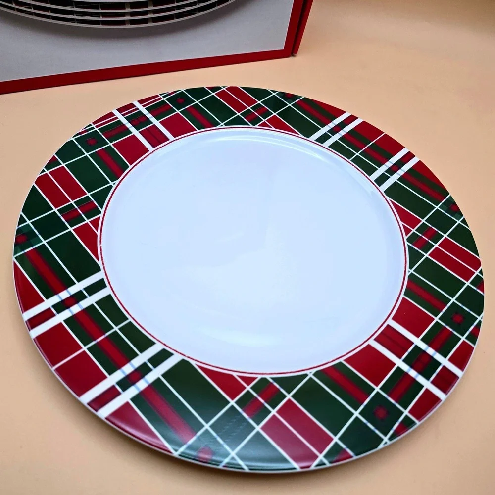 Lenox Vintage Plaid Dinner‎ Plates Set of 4 Red Green Winter Holiday 870676